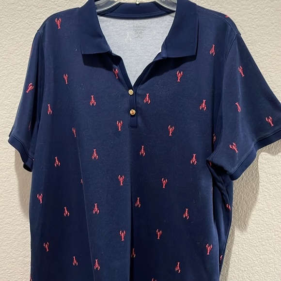 Kim Rogers Perfectly Soft Women’s Navy Polo Shirt with Red Lobster Print Sz 2X - Picture 7 of 10